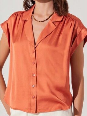 Astr Orange Satin Blouse